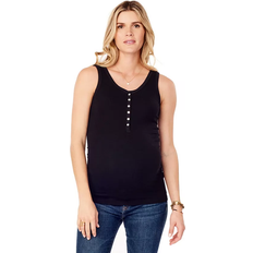 Ingrid+Isabel Rib Henley Nursing Tank Jet Black