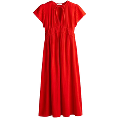 Baumwolle Kleider H&M Women Tie Detail Muslin Dress - Bright Red