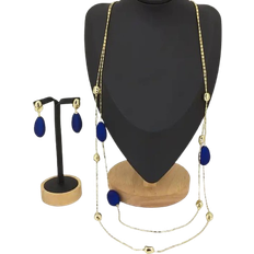 Smykkesett BlackBeauty Long Chain Set - Gold/Blue
