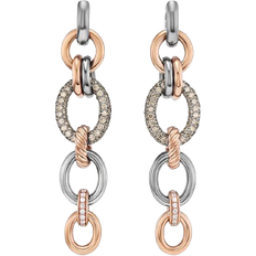 David Yurman Mercer Melange Linked Drop Earrings - Rose Gold/SIlver/Diamonds