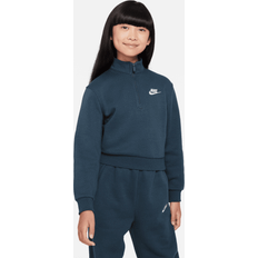 Nike Girls Base Layer Children's Clothing Nike Sportswear Club Fleece Big Kids' Girls' 1/2-Zip Long-Sleeve Top in Green, FD2930-328