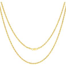 10k Yellow Gold Hollow 2.5mm Diamond Cut Rope Chain Pendant Necklace, 16" 30"