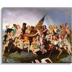 Stupell Industries Classic People Collage Brown/Green/Beige Framed Art 40x30"