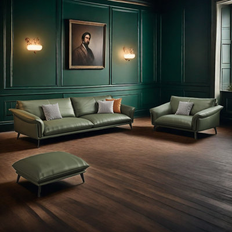 Green leather sofa Hokku Designs Markeice Green Sofa 82.7" 3 3 Seater