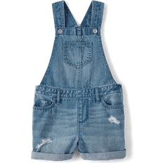 The Children's Place Girl's Roll Cuff Denim Shortalls - Autumn Wash