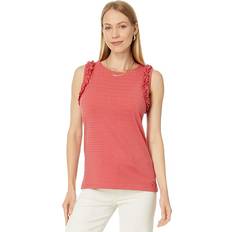 Tommy Hilfiger Red Tank Tops Tommy Hilfiger Women's Solid-Color Textured Ruffled Tank Top Min Red