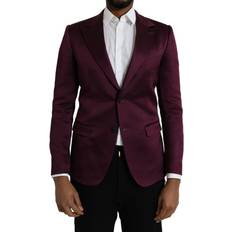 Dolce & Gabbana Red Blazers Dolce & Gabbana Maroon Silk Single Breasted Coat Men's Blazer