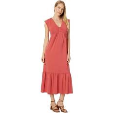 Tommy Hilfiger Red Dresses Tommy Hilfiger Women's Solid Tiered Sleeveless Midi Dress Min Red