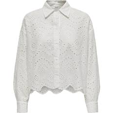 Baumwolle - Damen Hemden Only Short Shirt with Details - White/Cloud Dancer