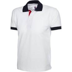 Unisex - White Polo Shirts Uneek Contrast Poloshirt UC107 White/Navy Colour: White/Navy