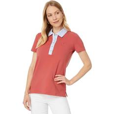 Tommy Hilfiger Red Polo Shirts Tommy Hilfiger Women's Striped-Collar Polo Shirt Min Red