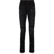 Purple Brand Paint Splatter Ripped Knee Skinny Jeans - Black