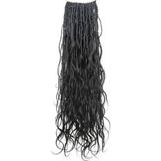 Wigs Eayon Hair Wholesale-Crochet Boho Locs Hair With Body Wave Human Hair French Curls 22 inch Natural Color Black