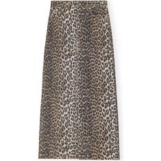 Long Skirts Ganni Denim Maxi Slit Skirt - Leopard