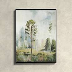 Birch Lane Tall Green Trees I Espresso Framed Art 31.5x41.5"
