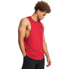 Men - Red Tank Tops Under Armour Men's Left Chest Cut Off Tank Top, Medium, Red/Black