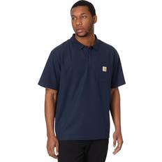 Blue - Men Polo Shirts Carhartt Men's Loose Fit Midweight Short-Sleeve Pocket Polo Navy