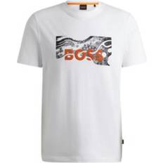 Hugo Boss Men T-shirts Hugo Boss Men's Artwork Regular-Fit T-Shirt White