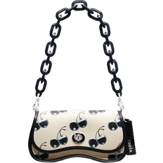 Coach Wavy Dinky Bag In Coachtopia Leather With Cherry Print - Black/Chalk Multi