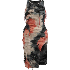 Shein SXY Plus Size Tie Dye Distressed Sleeveless Dress With Split Hem