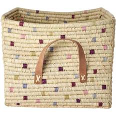 Rice Dots Square Raffia Basket