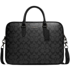 Briefcases Coach Liam Compact Brief In Signature Canvas - Gunmetal/Charcoal