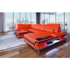 Sofa Dreams Napoli Orange/Black Sofa 376cm 6-Sitzer
