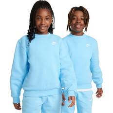 Nike Girls Sweatshirts Children's Clothing Nike Kids' Sportswear Club Fleece Sweatshirt Aquarius Bue/White
