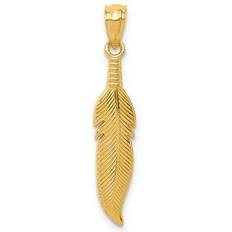 Gold - Unisex Charms & Pendants Precious Accents 14k gold polished feather pendant 0.2 x 1.2 in 0.53