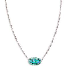 Kendra Scott Elisa Burst Frame Short Pendant Necklace - Silver/Turquoise