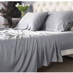 Bibb Home Bamboo Viscose Bed Sheet Silver (259.1x228.6cm)