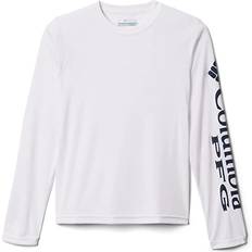 Columbia Kid's PFG Terminal Tackle Long Sleeve Shirt - White/Collegiate Navy Logo