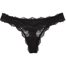 Victoria's Secret Dream Angels Lace Trim Thong Panty - Black