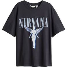 H&M Oversized Printed T-shirt - Dark Gey/Nirvana