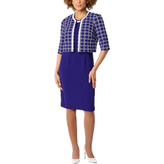 Knee Length Dresses JC Penney Maya Brooke Pearl Trim Jacket Dress - Royal Blue/White