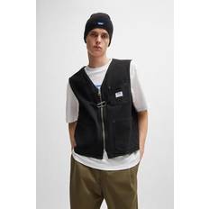 Hugo Boss Men Vests Hugo Boss Men's Relaxed-Fit Zip-Front Vest Blk