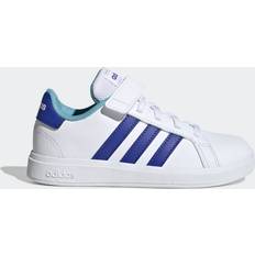 Joggesko Adidas Grand Court Court Elastic Lace and Top Strap Sko Cloud White Lucid Blue Preloved Blue