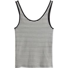 Baumwolle - Damen Tanktops H&M Ribbed Vest Top - White/Black Striped