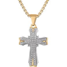 Macy's Cross Pendant Necklace - Gold/Silver/Diamonds