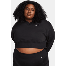 Nike Women Blouses Nike Women's Sportswear Phoenix Fleece Oversized Cropped V-Neck Top Plus in Black, 3X FN3653-010 3X