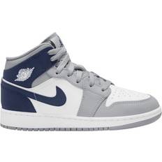 Children's Shoes Nike Air Jordan 1 Mid GS - White/Wolf Grey/Midnight Navy