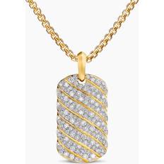 Charms & Pendants David Yurman Sculpted Cable Tag in 18K Yellow Gold with Diamonds One Size