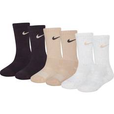 Socks Nike Little Kid's Dri-FIT Performance Basics Crew Socks 6-pack - Brown Basalt (RN0019-X0N)