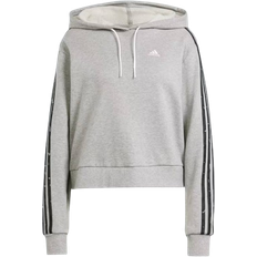Adidas Women's Sportswear Essentials 3-Stripes Animal Print Relaxed Hoodie - Medium Grey Heather/Grey