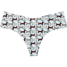 PINK No Show Thong Panty - Opal Blue Dog Print