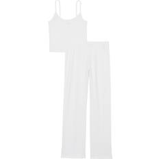 PINK Heart Pointelle Long Pajama Set - White/Ivory