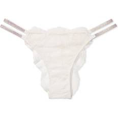 Victoria's Secret Double Shine Strap Lace Brazilian Panty - Coconut White