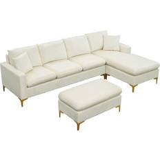 Cream sectional sofa Sectional Sofa with Ottoman Cream Sofa 65.7" 5 Seater