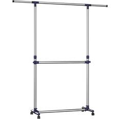 Rustfritt stål Klesoppbevaring Songmics Adjustable With Wheels Blue Kleshenger 163x198cm