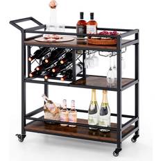 Costway Kitchen Serving Cart Rustic Brown Trolley Table 14x41"